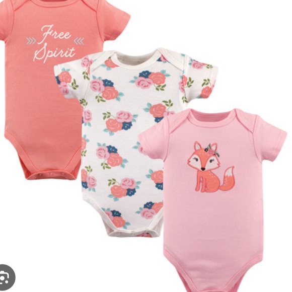 Hudson Baby 3 Pk bodysuits 3-6m Pink Pack Cotton NWT - Picture 4 of 6